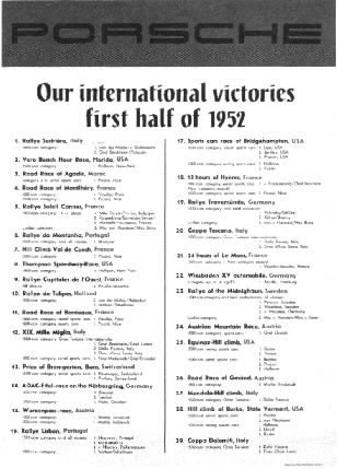Porsche Our international victories first half of 1952