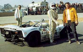 Hans, Davey, Dieter and the Porsche 908 at Riverside 1971