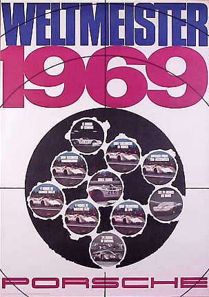 Vintage Porsche Factory Poster Weltmeister 1969