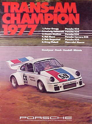 Vintage Porsche Factory Poster Trans-Am Champion 1977