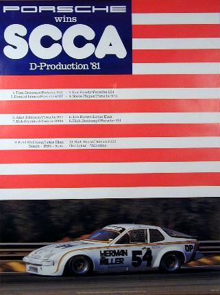 Vintage Porsche Factory Poster Porsche Wins SCCA, D-Production '81