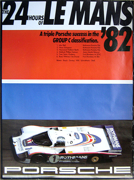 Vintage Porsche Factory Poster: 24 Hours of Le Mans '82, Group C