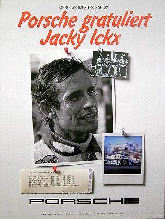 Vintage Porsche Factory Poster: Fahrerweltmeisterschaft '82, Porsche gratuliert Jacky Ickx