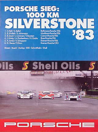 Vintage Porsche Factory Poster: 1000 km Silverstone 1983