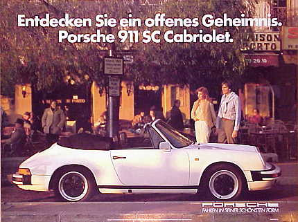 Vintage Porsche Factory Poster: Description:Posche AG 911 SC Cabriolet