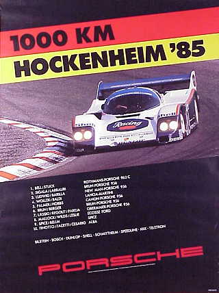 Vintage Porsche Factory Poster: 1000 km Hockenheim 1985