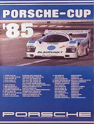 Vintage Porsche Factory Poster: Porsche-Cup 1985