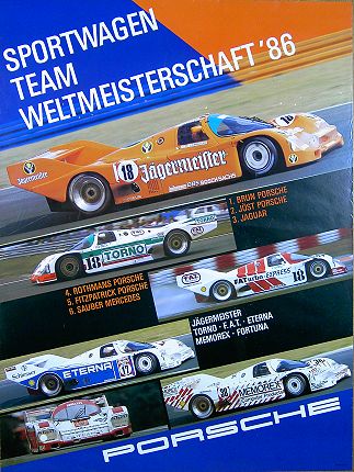 Vintage Porsche Factory Poster: Sportwagen Team Weltmeisterschaft 1986