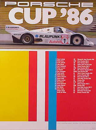 Vintage Porsche Factory Poster: World Porsche Cup 1986