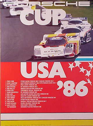 Vintage Porsche Factory Poster: Porsche Cup USA 1986