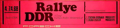 Vintage Porsche Factory Banner: Rallye DDR 1968